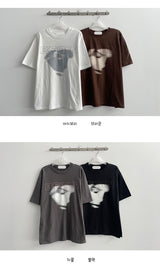 Penru vintage printed short-sleeved shirt