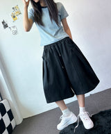 Oval Keyring Pintuck Sweat Balloon Bermuda Shorts 2color