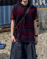 Broad Stripe Knit Hoodie Vest