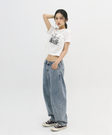ファーエバーフレンドクロップ T シャツ (オフホワイト)