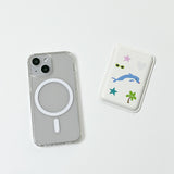 dolphin white leather card wallet set