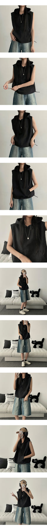 Token nylon string hood vest