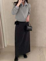 [SHOPPERMADE] Classic Mood Low-rise Maxi Skirt (2color)