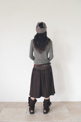 FLARE RIB SKIRT (CAHRCOAL)