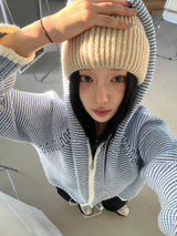 Sky Knit Two-Way Hood Zip-Up