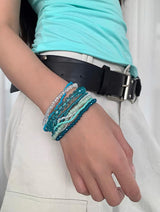 Mint blue beads bracelet SET
