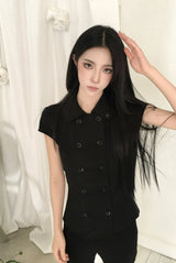 26SS★ [ EEUN MADE ] ロゼット ボタン トップス