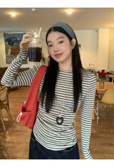 サイドシャーリングストライプ長袖Tシャツ