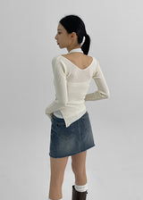 [B-DENIM] CUTTING MINI SKIRT 030