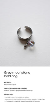 Grey moonstone bold ring