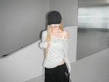 eyelet punching shirring long tee(4 color)