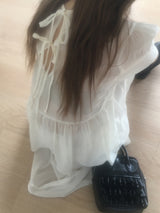 Sheer back ribbon blouse