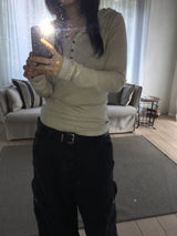 [ee] rib Button Hoodie