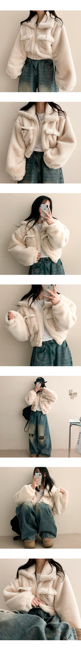 Pocket High-neck Cropped Jumper