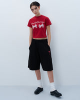 ツインリボンクロップTシャツ　レッド