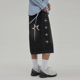 Western Stud Bermuda Denim Pants