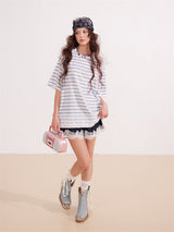 Lace Stripe Mix Slim Fit T-Shirt
