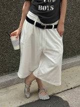 Two belt bermuda sweat pants(3color)
