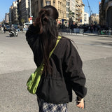 Pint High-Neck Waist-String Cotton Field Jacket Windbreaker (2 Colors)