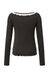 Jam shirring top - charcoal