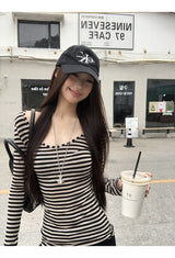 ストライプスリムラインロングTシャツ