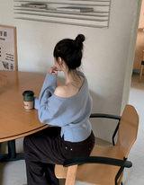 2WAY Off Shoulder Deep V-neck Knit (8color)