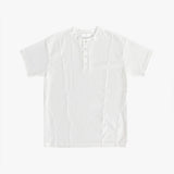 Front cut line henry-neck short sleeve t-shirt