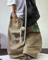 HIP / STREET / KOREAN 💚🐝 GRAFFITI TATTOO PRINT COTTON WIDE BALLOON UNISEX LONG PANTS 🤎🩶🖤💛 - 4 COLORS
