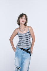 stripe sleeveless (blue)