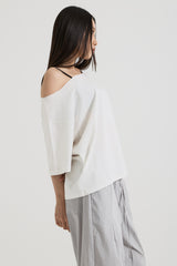 ワンショルダーTシャツ, White