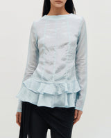 Glossy Frill Top _ WHITE