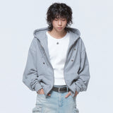 (DUC) Eyelet Stud Hoodie Zip-up Gray