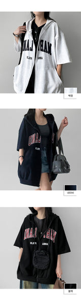 Ike Oversized Fit Short-Sleeved Hooded Zip-Up