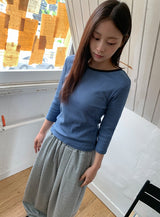 チハカラーボーダー長袖Tシャツ
