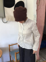 ヌアストライプヘンリーネックシャツ(2c)