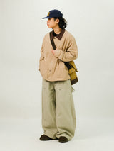 PU Double Knee Carpenter Wide Pants