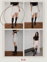 silk unbalanced wrap midi skirt