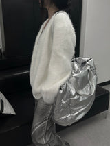 overfit blanc angora knit cardigan (unisex)