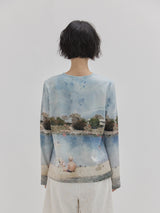 Donau Watercolor Long Sleeve Top (Blue)