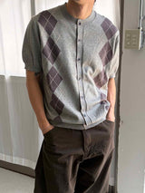 Classic argyle cardigan(3color)