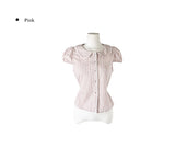 Larsen Flower Check Strap Lace Short Sleeve Shirt