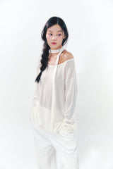 Knit Tie Long Sleeve Set Ivory