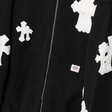 ホワイト クロス ジップ フーディー - BLACK