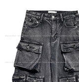 Super Pocket Cargo Half Denim Pants