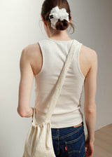 Lace Flower Scrunchie_White