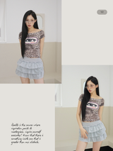 アイズ レオパード オフショルダー 半袖 Tシャツ