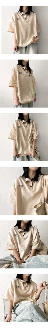 ロマインカラーリングスナップカラーショートスリーブTシャツ