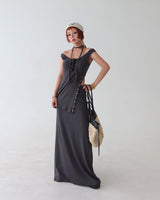 Scarf Set Eyelet Sleeveless & Skirt Two-Piece Set
