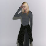 Line point knit top [gray]