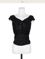 jazz all-off shirring lace top